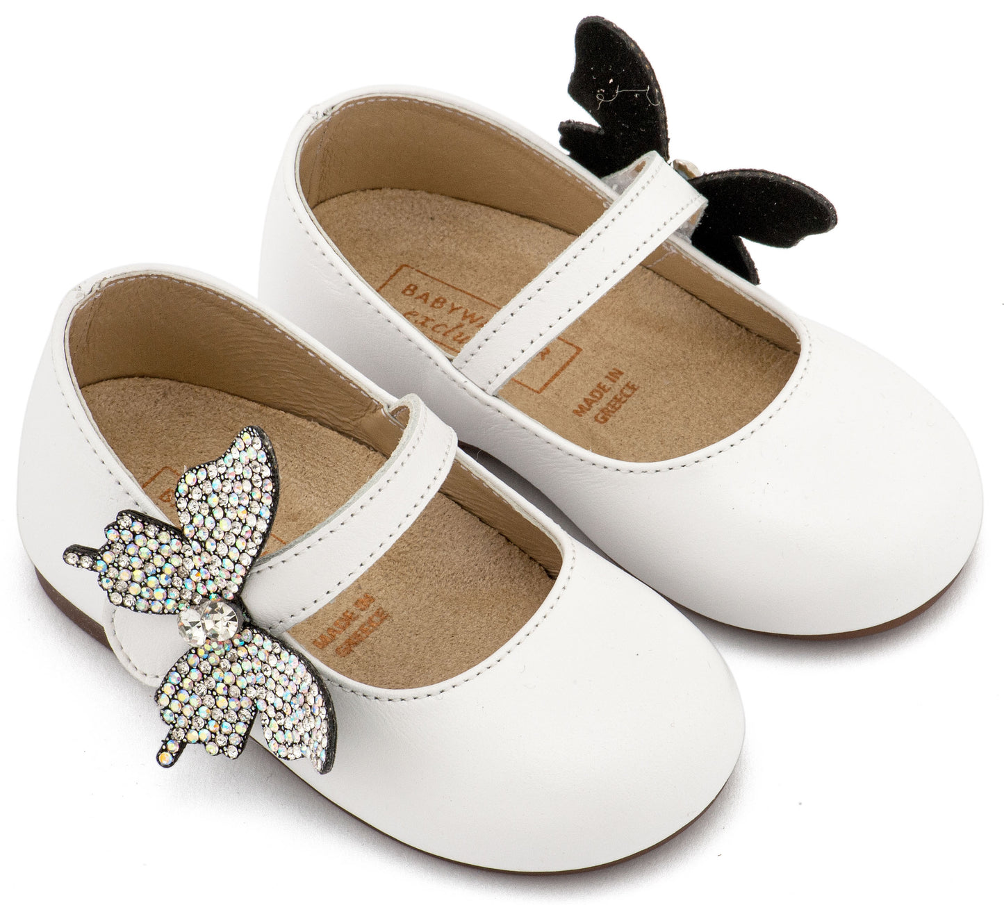 Γοβάκι με Στρασένια Πεταλούδα στο Πλάι  (Λευκό / εκρου)