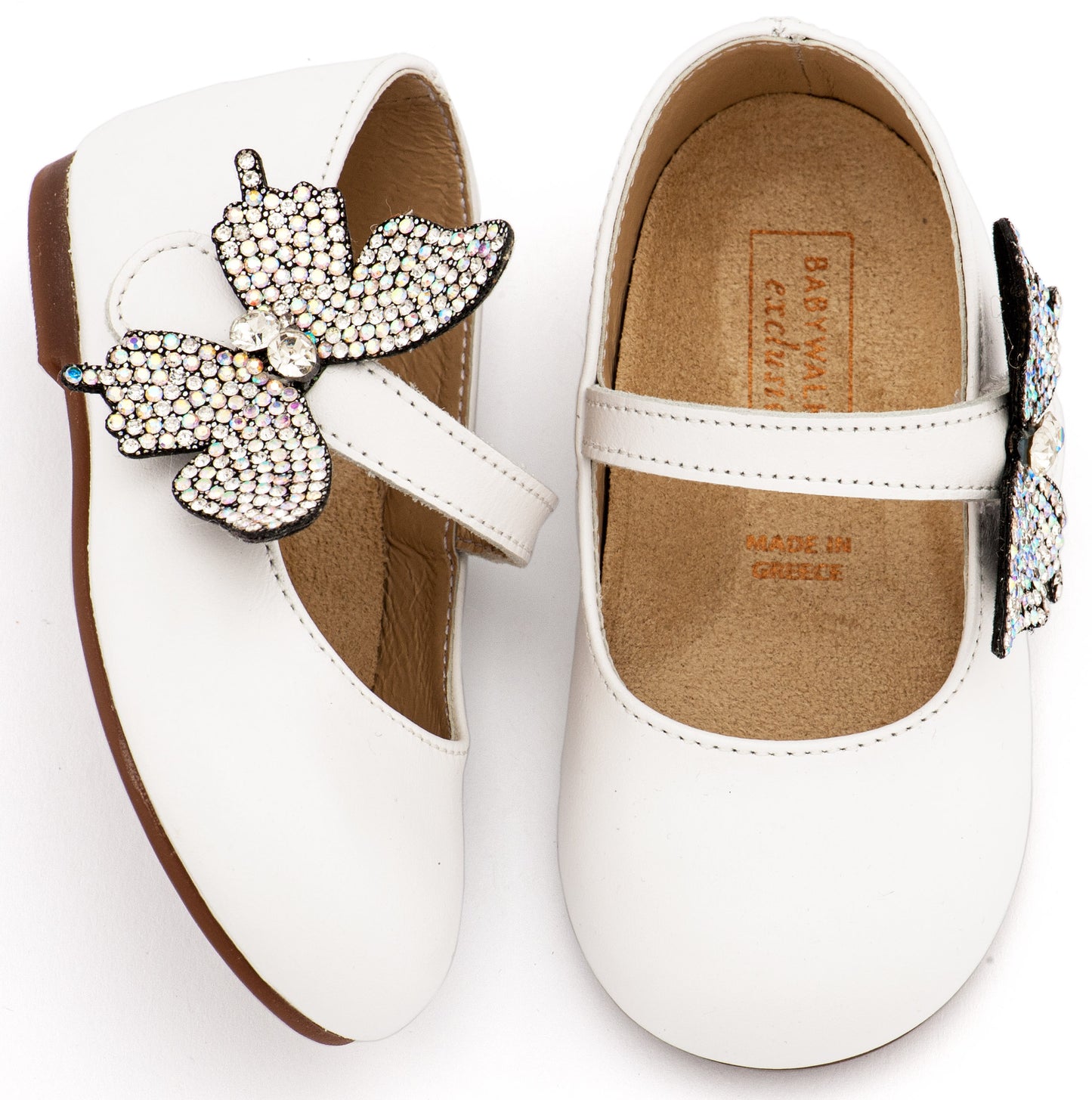 Γοβάκι με Στρασένια Πεταλούδα στο Πλάι  (Λευκό / εκρου)