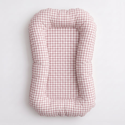 Νέας γενιάς cocoon Safe-Lounge Baby Nest - Gingham dusty pink