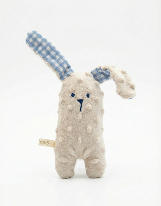Baby Bunny κουδουνίστρα - Gingham Blue - crema