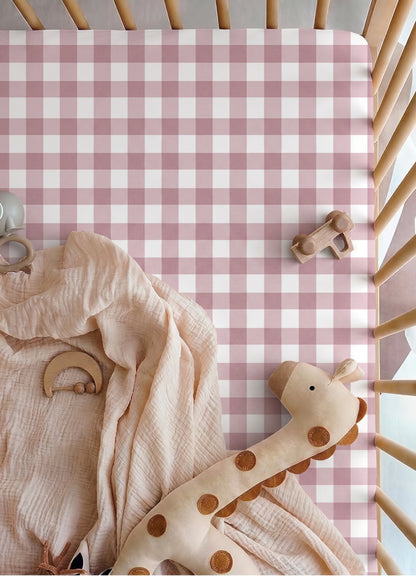 Dusty pink Gingham Σετ Σεντόνια