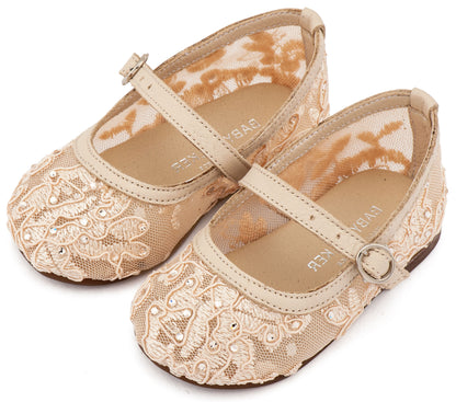 Γοβάκι απο Ύφασμα Φιλντιρέ Δαντέλα (Λευκό\ Beige)