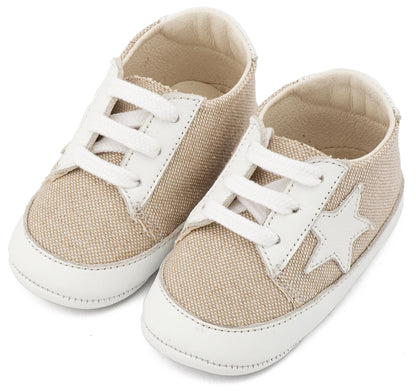 Υφασμάτινο Δετό Sneaker  MI1135 Μπεζ Λευκό