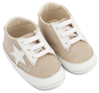 Υφασμάτινο Δετό Sneaker  MI1135 Μπεζ Λευκό