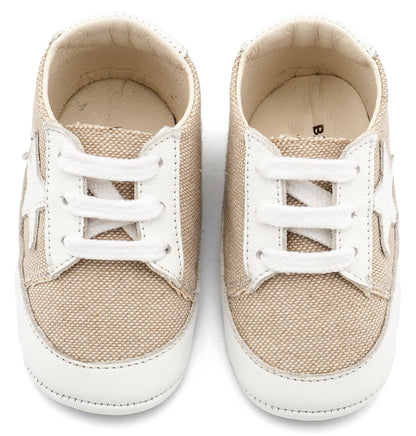 Υφασμάτινο Δετό Sneaker  MI1135 Μπεζ Λευκό