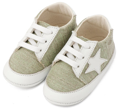 Υφασμάτινο Δετό Sneaker  MI1135 Φυστικί Λευκό