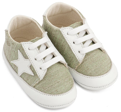 Υφασμάτινο Δετό Sneaker  MI1135 Φυστικί Λευκό