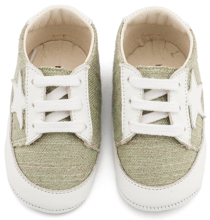Υφασμάτινο Δετό Sneaker  MI1135 Φυστικί Λευκό