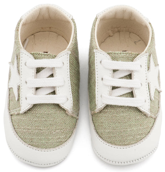 Υφασμάτινο Δετό Sneaker  MI1135 Φυστικί Λευκό