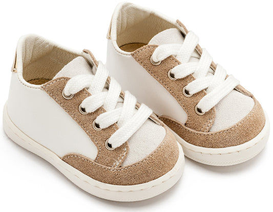 Δερμάτινο Δετό Sneakers PRΙ2120 Λευκό Μπεζ