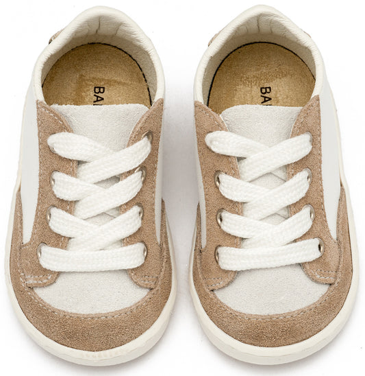 Δερμάτινο Δετό Sneakers PRΙ2120 Λευκό Μπεζ