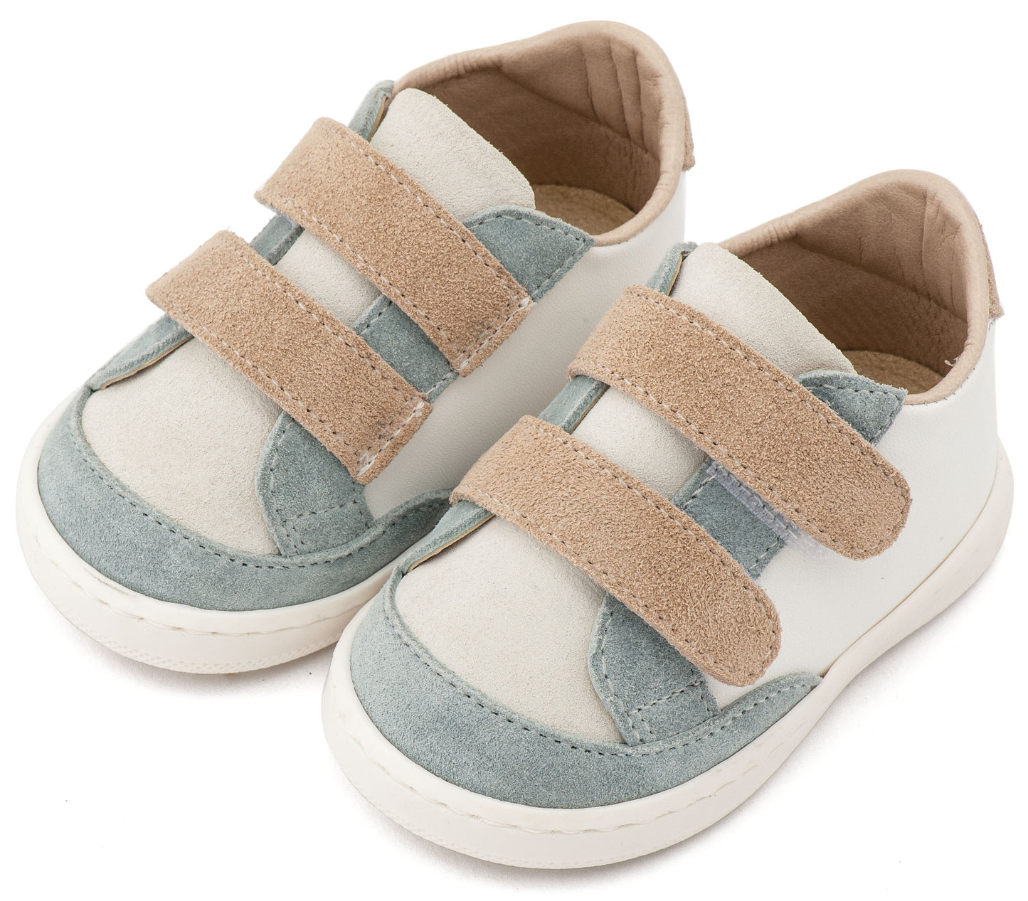 Τρίχρωμο Sneakers Διπλή Μπαρέτα Χρατς PRI2125 Λευκό Μίνεραλ Μπεζ