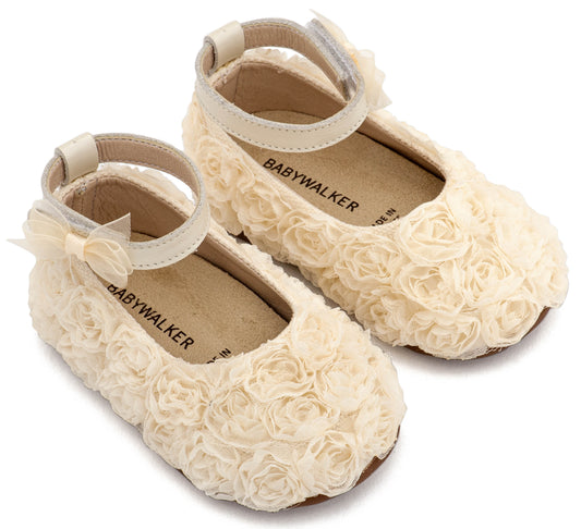 Μπαλαρίνα Διακοσμημένη με Chiffon Λουλούδια PRI2654 Εκρού