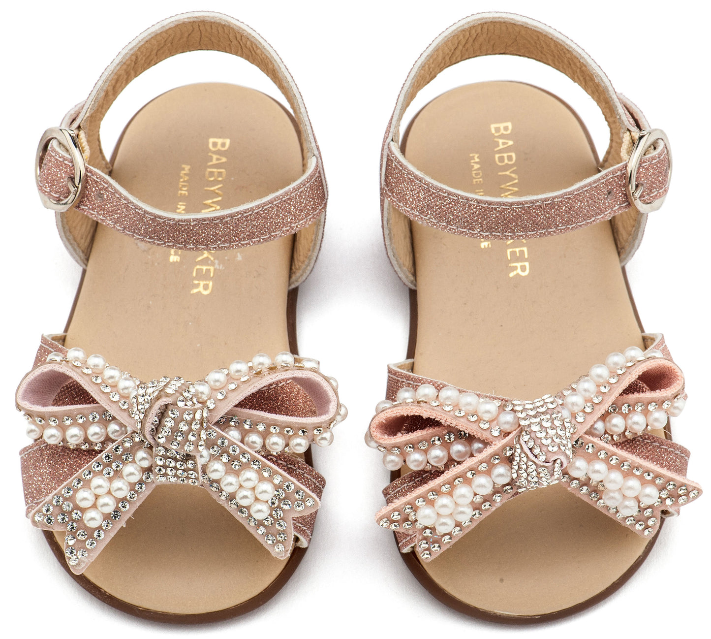 Πέδιλο Διακοσμημένο με Φιόγκο απο Πέρλες Ροζ Αντικέ