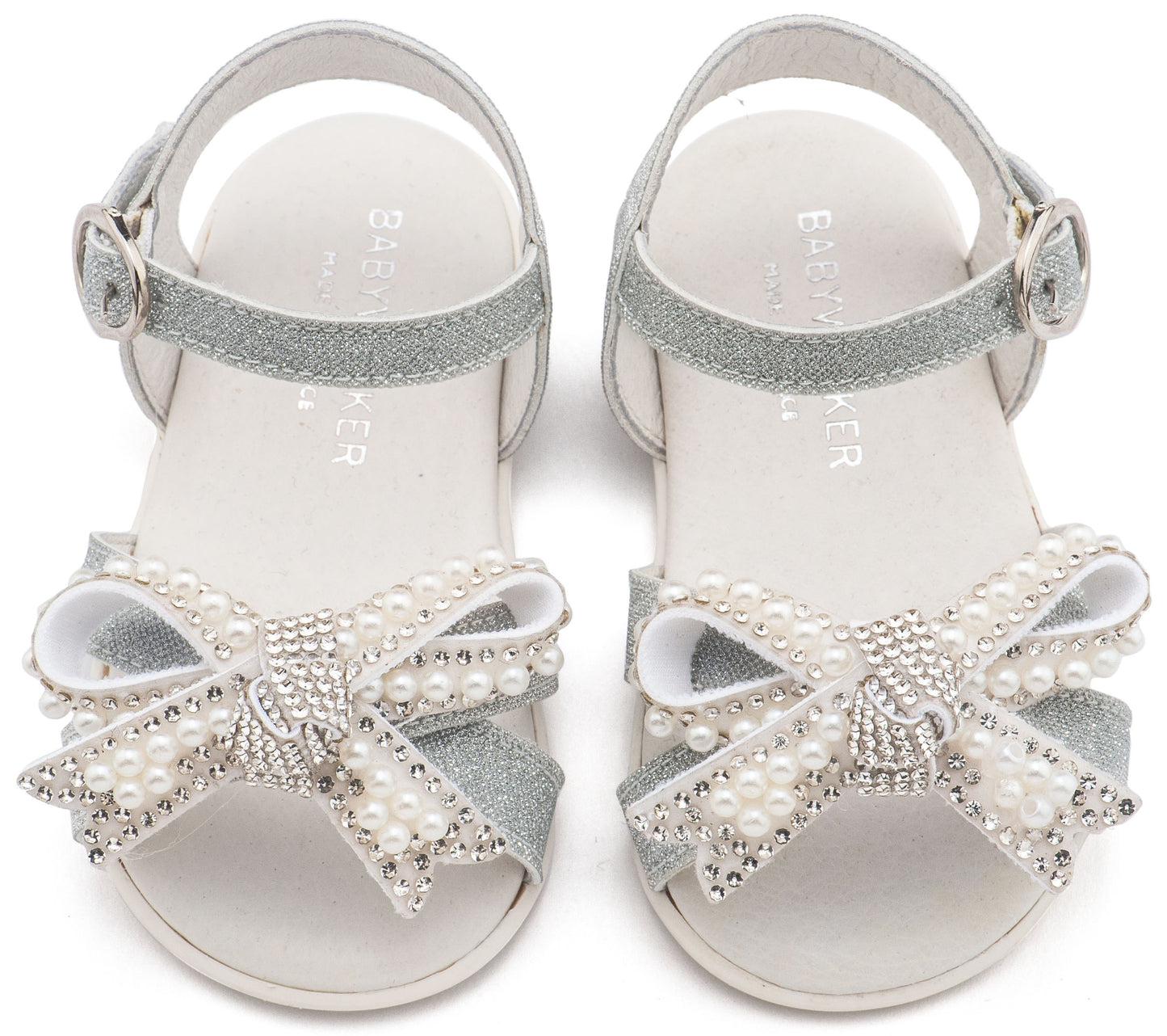 Πέδιλο Διακοσμημένο με Φιόγκο απο Πέρλες Ασημί