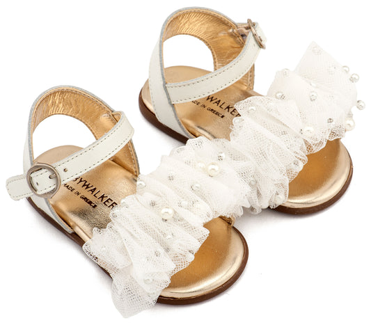 Πέδιλο με Χειροποίητο Διακοσμητικό απο Τούλι White