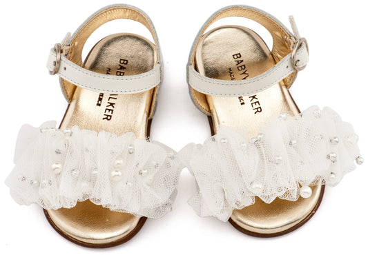 Πέδιλο με Χειροποίητο Διακοσμητικό απο Τούλι White