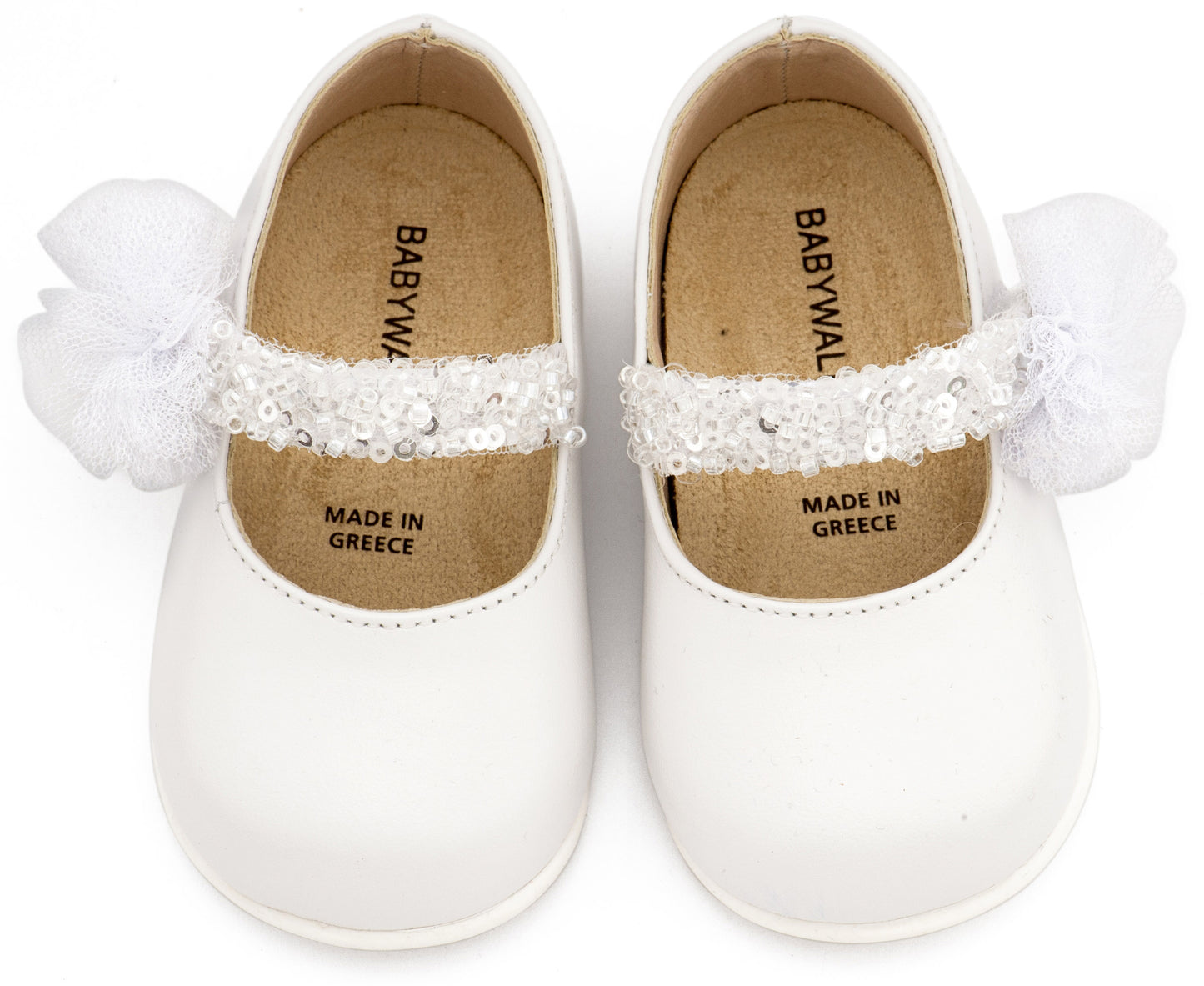 Γοβάκι Μονή Μπαρέτα Διακοσμημένο με Τρέσα και Τούλινο Πον Πον Λευκό