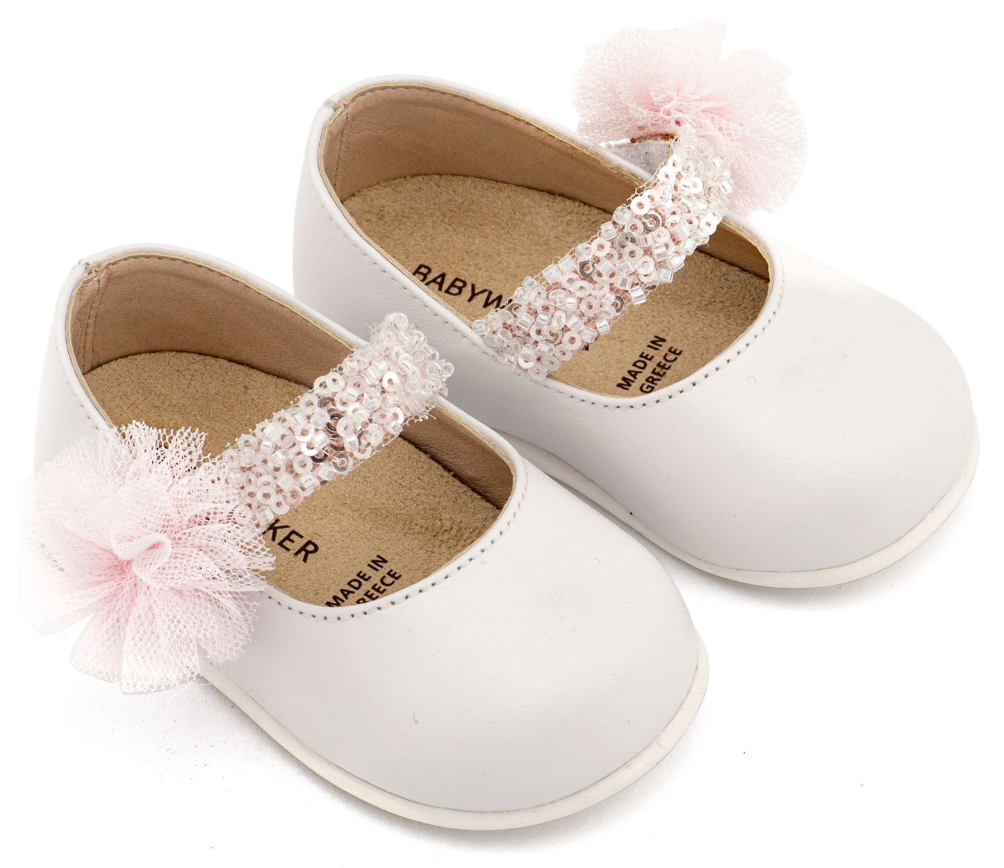 Πέδιλο με Χειροποίητο Διακοσμητικό απο Τούλι και  Εκρού Ροζ