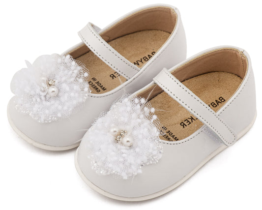 Γοβάκι Μονή Μπαρέτα Χειροποίητο Διακοσμητικό απο Τούλι PRI2660 Λευκό