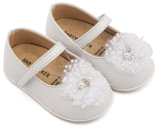 Γοβάκι Μονή Μπαρέτα Χειροποίητο Διακοσμητικό απο Τούλι PRI2660 Λευκό