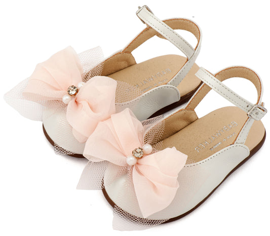 Γαλλικό Σαμπό Διακοσμημένο με Φιόγκο Οργάντζας και Στρας PRI2661 Εκρού Ροζ