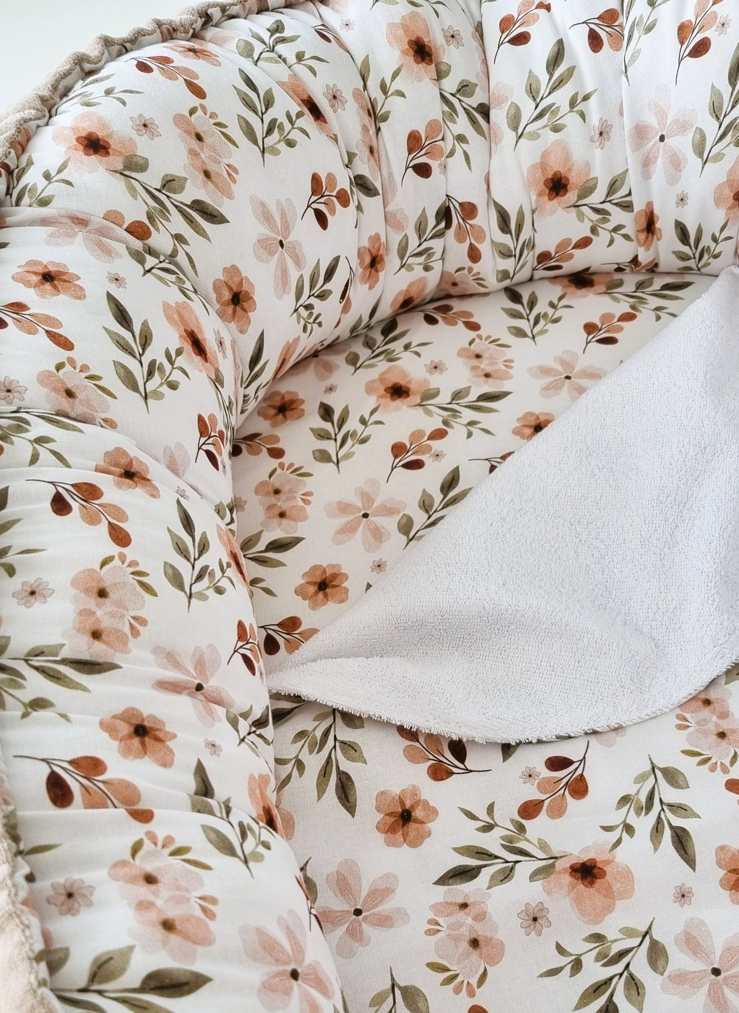 Xειροποίητη Φωλιά μωρού Baby Nest Bloom με λουλούδια για κορίτσι - The4kins premium essentials