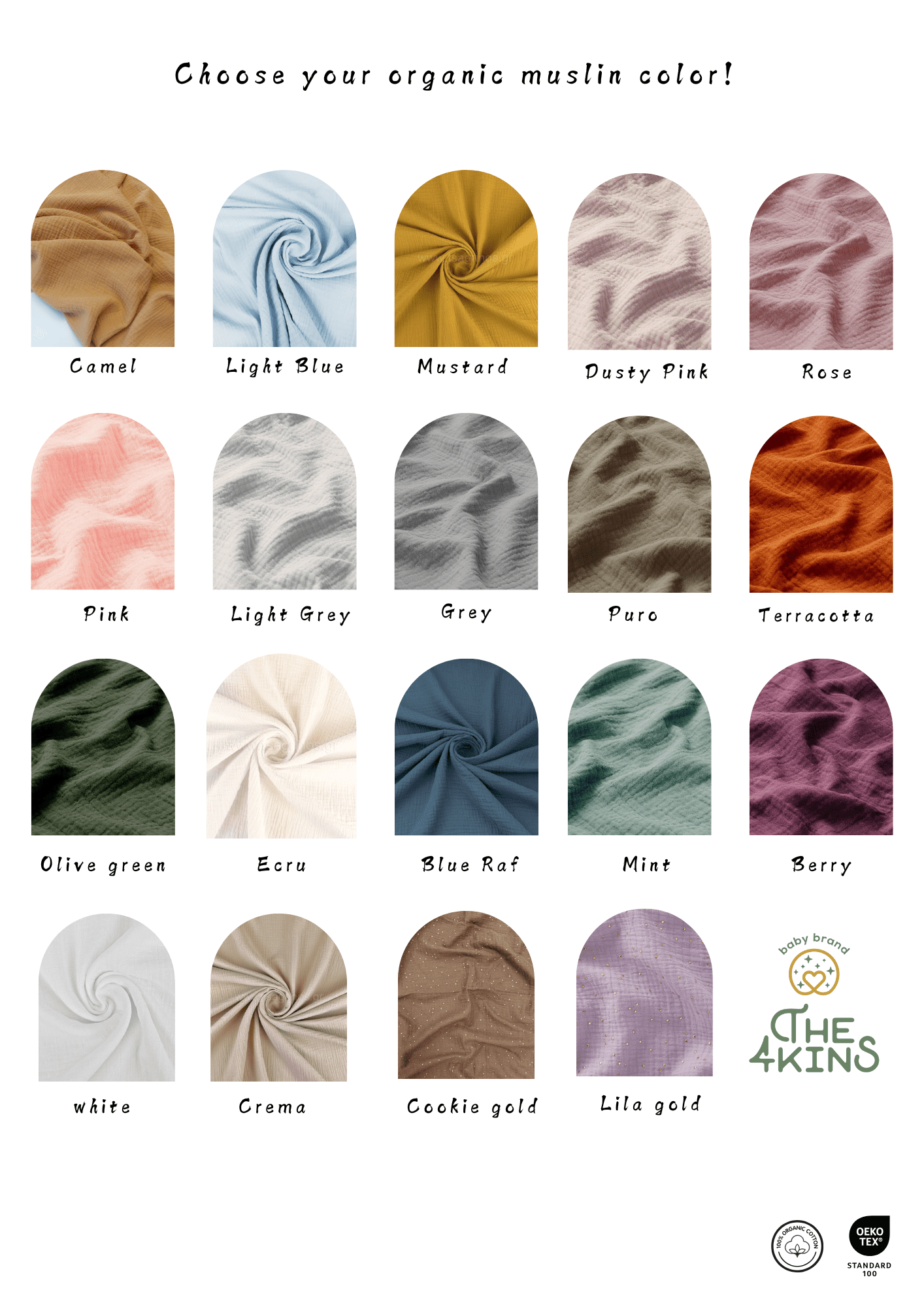 Colors Κουβερτούλα μουσελίνα με φραμπαλαδάκι - The4kins baby brand