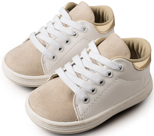 Δετό Δίχρωμο Σνίκερ Λευκό Μπεζ - The4kins baby brand