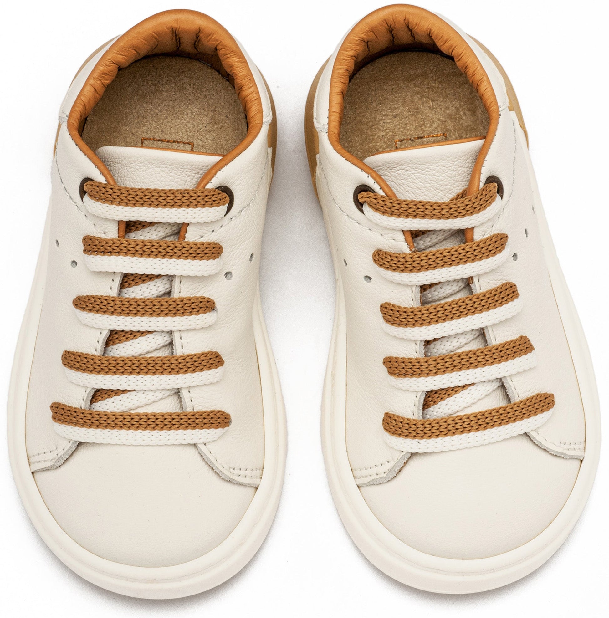 Δετό Sneaker με Δίχρωμο Κορδόνι Λευκό Μπεζ - The4kins baby brand