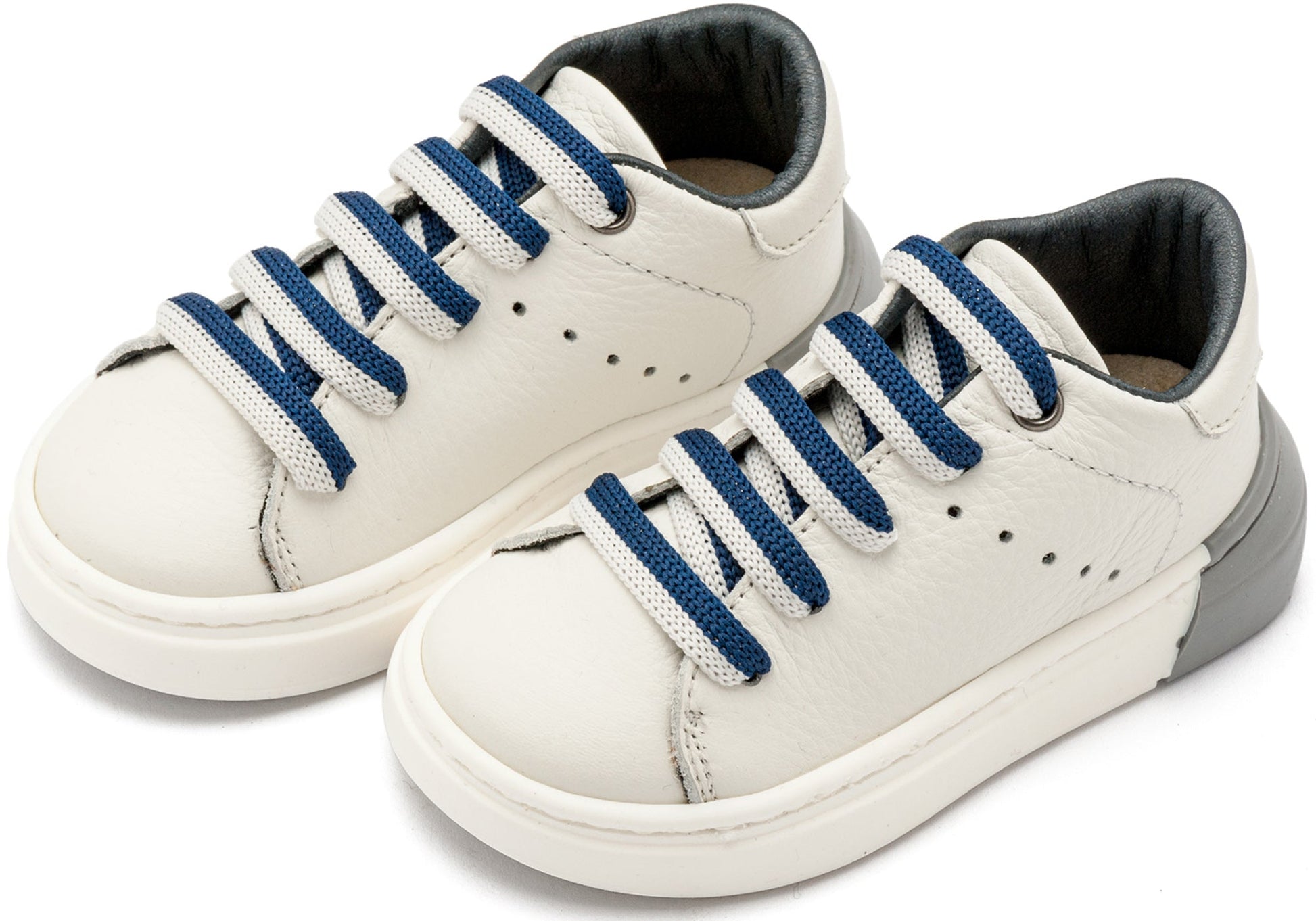 Δετό Sneaker με Δίχρωμο Κορδόνι Λευκό Μπλε - The4kins baby brand