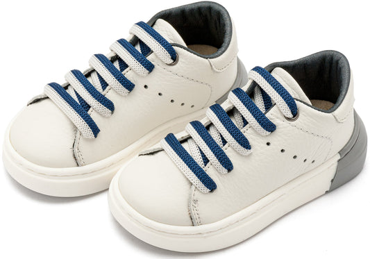 Δετό Sneaker με Δίχρωμο Κορδόνι Λευκό Μπλε - The4kins baby brand