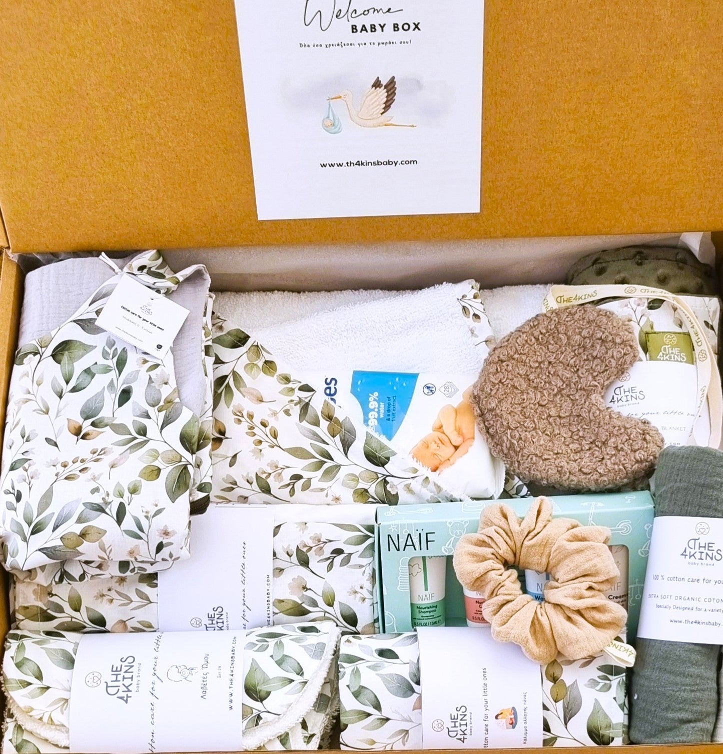 Ολοκληρωμένη λίστα μωρού με θέμα λουλούδια μανόλιας: κουβέρτα, υπνόσακος, είδη φροντίδας