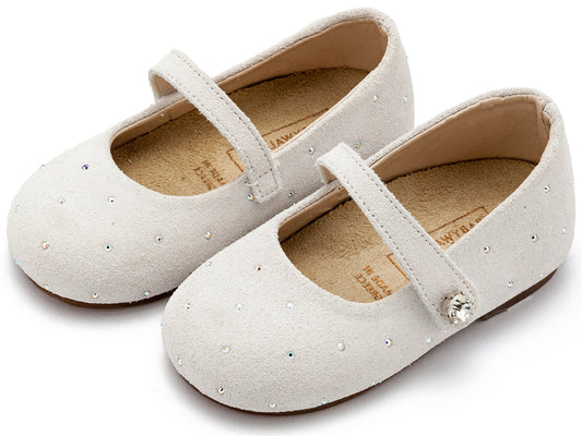 Γοβάκι Suede με Στρας Λευκό - The4kins baby brand