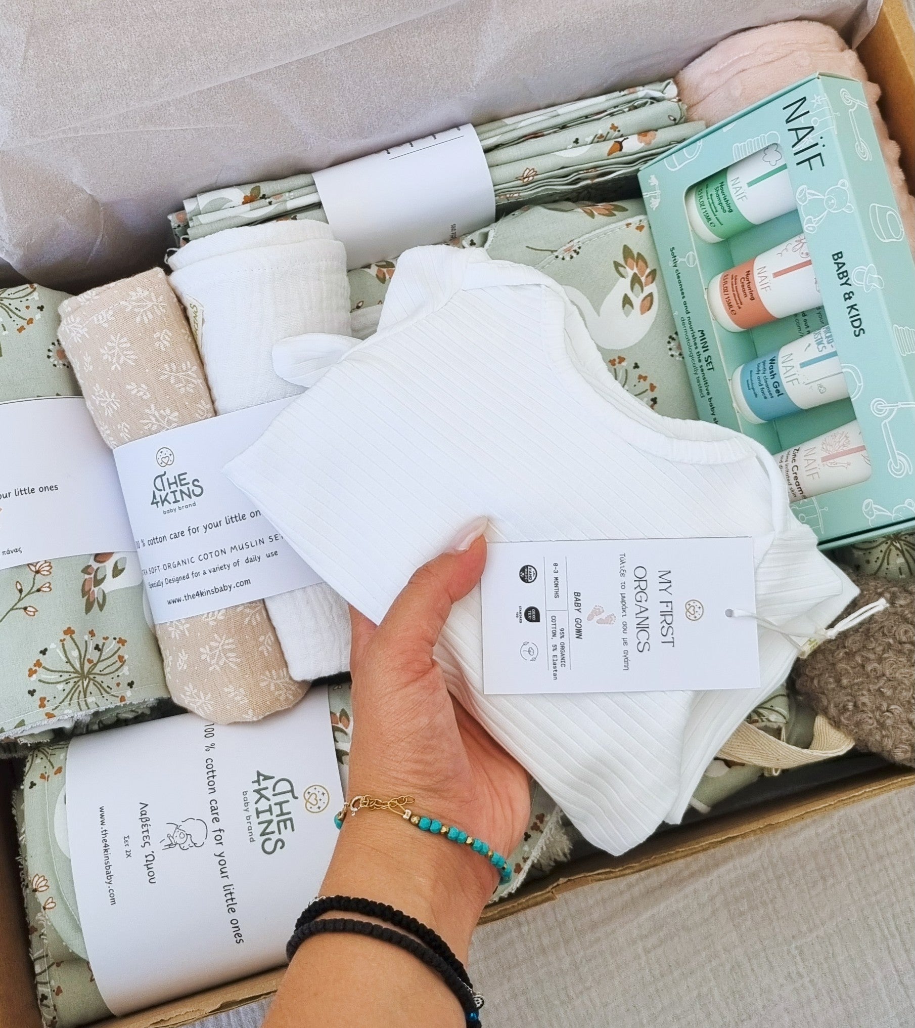 Ολοκληρωμένη λίστα μωρού με θέμα κύκνους (Swan Lake): κουβέρτα, υπνόσακος, είδη φροντίδας