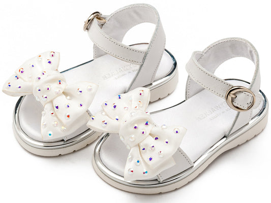 Πέδιλο με Φιόγκο και Στρας Λευκό - The4kins baby brand
