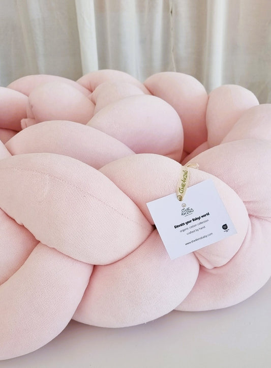 Πλεξούδα Braided Cot Bumper Pink - The4kins baby brand