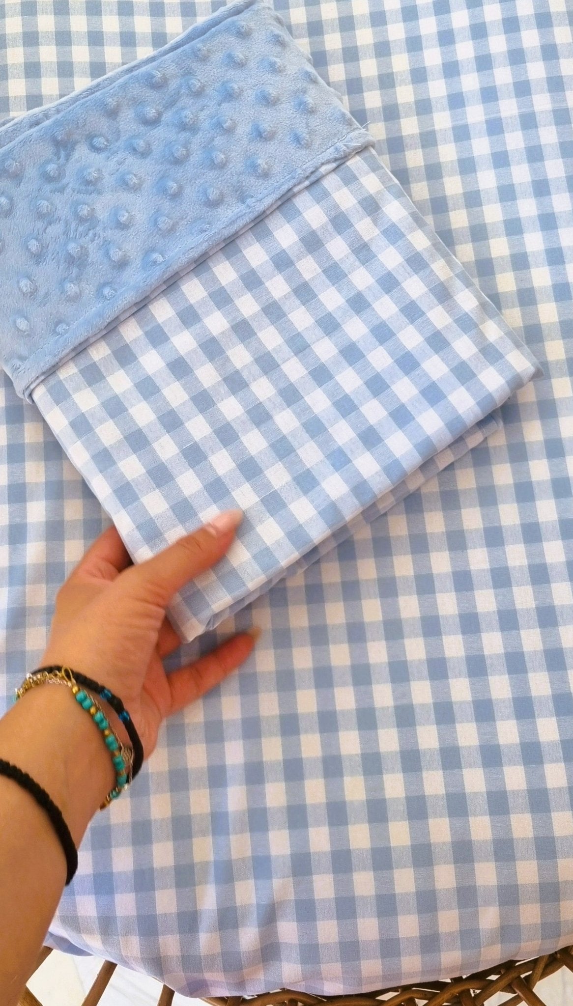 Rustic Harmony in Blue Minky Κουβερτούλα - The4kins baby brand