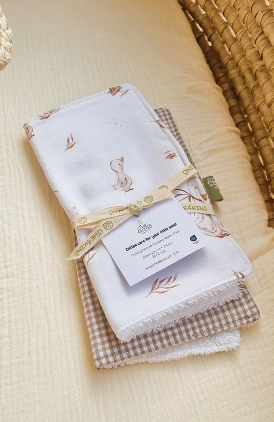 Σετ Πετσετάκια Φροντίδας σετ 2τμχ - Mama Goose Rustic Harmony - The4kins baby brand