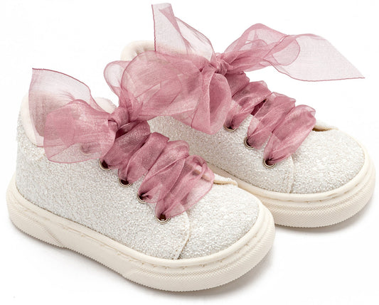 Sneaker απο Ύφασμα Glitter με Κορδέλα ( More colors in) - The4kins baby brand