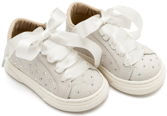 Σνίκερ Suede με Στρας Λευκό - The4kins baby brand