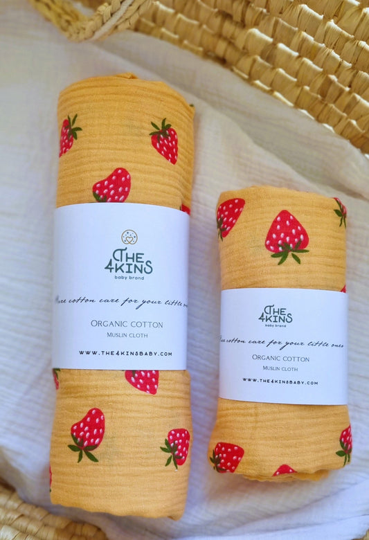 Strawberry Πάνα Αγκαλιάς/Μουσελίνα - The4kins baby brand