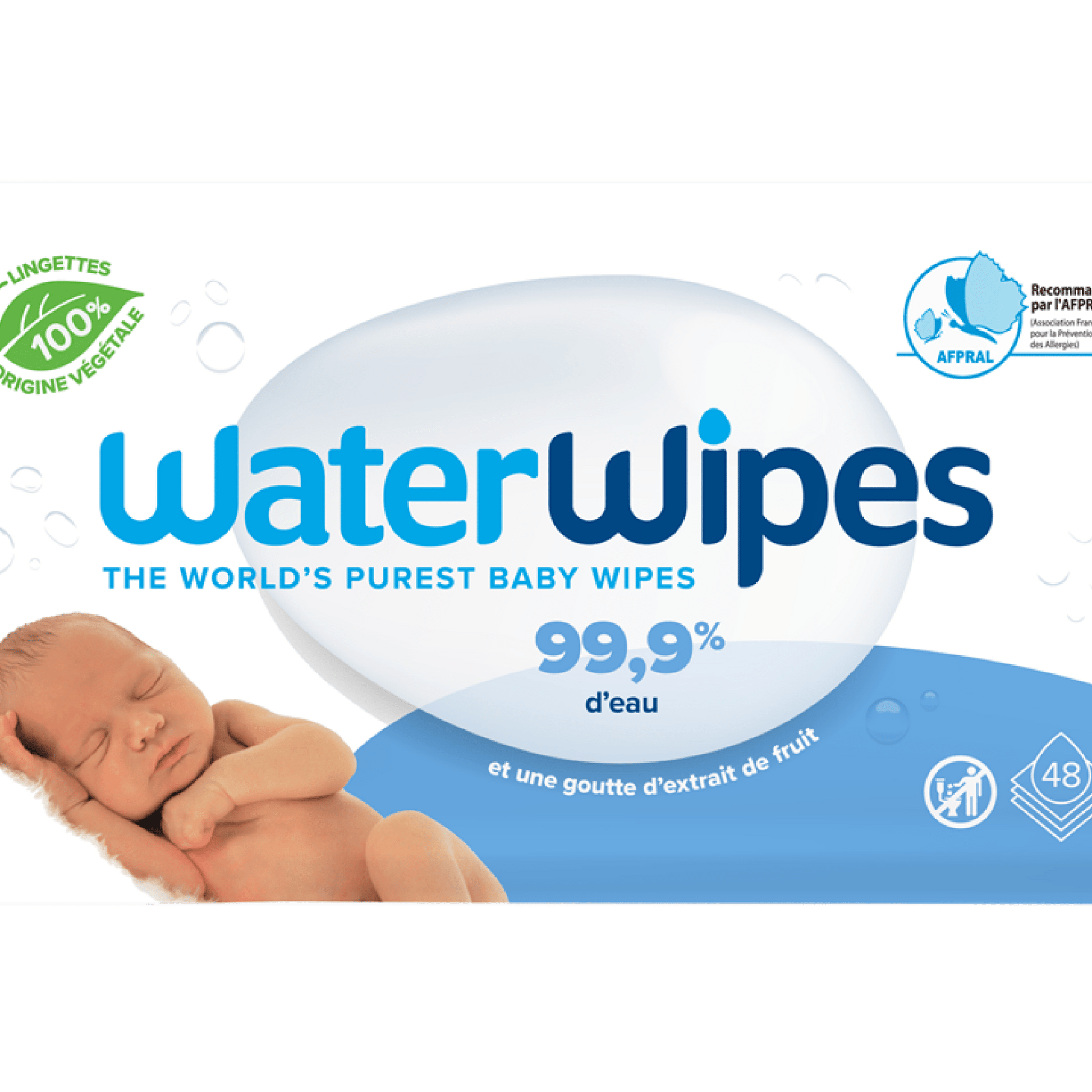 WaterWipes, Άοσμα Μωρομάντηλα, 99.9% Νερό, 60 Μαντηλάκια - The4kins baby brand